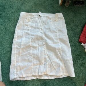 Allison Taylor Cream Pencil Skirt Knee-Length